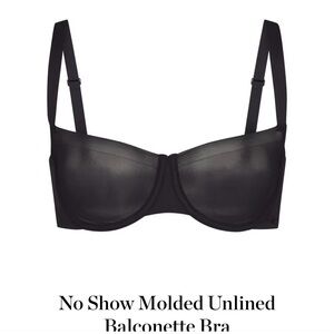 Skims No Show Molded Unlined Balconette Bra Onyx 38DDD NWT